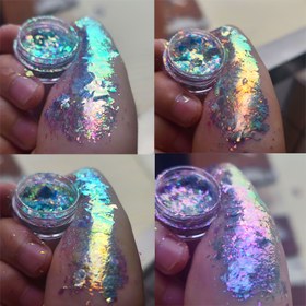 Resim Yüksek Pigmentli Holografik İridisant Kameleon Altın Folyo Kağıt - Müzik Festivali Makyajı, Parti Süslemeleri ve Kart Yapımı için Işıltılı Çok Renkli DIY El Sanatları Sayfaları - Kadınlar, Kızlar, Anneler ve El Yapımı Tutkunlar İçin Harika Hediye (Canlı Mavi, Pembe, Yeşil, Mor, Turkuaz) 