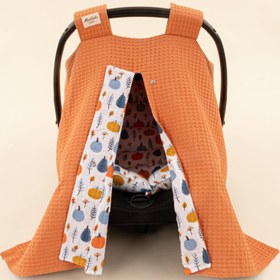 Resim İndirimli Ürün - Çift Taraflı Puset Örtüsü ve Minderi - Mavi Balkabağı 