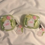 Resim Hava kulaklığı kılıfı için yumuşak termoplastik poliüretan, sevimli tavşan lityum deseni, karışık renk, AirPods 1/2/3/4/Pro/Pro2 için 