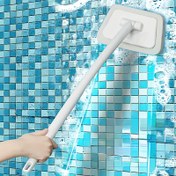 Resim Uzun Saplı Banyo Duvar ve Zemin Temizleme Fırçası - Çıkarılabilir Sünger Başlık ile - Fayans, Küvet ve Mozaik Tarama için Ergonomik Plastik Sap - Tekrar Kullanılabilir Çok Amaçlı Temizlik Aracı, Banyo Temizlik Aracı | Çok Yönlü Temizlik Aracı | Dayanıklı Plastik Sap, Banyo Aksesuarları 