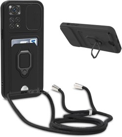 Resim m.tk moveteck Xiaomi Redmi Note 12 Pro 4g Kılıf Kamera Lens Korumalı Kızak Sürgülü Yüzüklü Kartvizitli Zumasilikon 
