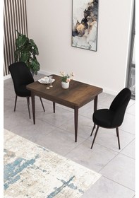 Resim Canisa Concept Nil Serisi 70x110 Sabit Mutfak Masası Takımı Barok Desen Masa 2 Siyah Sandalye Siyah Sandalyeler Barok Masa 