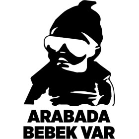 Resim CLK Auto Arabada Bebek Var Oto Arka Cam Sticker Siyah 24*16 cm 001 