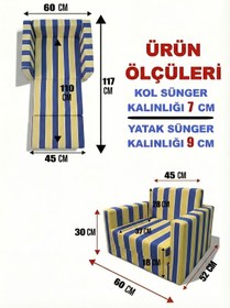 Resim LENSA HOME Çocuk Koltuğu Komple Sünger Katlanabilir Yataklı Minder Yatak (0-4 YAŞ) SARI LACİVERT TARAFTAR DESEN 