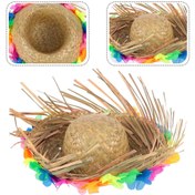 Resim neararsanbizden Natural Renkli Püsküllü Örme Hasır Hawaii Şapka 