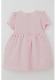 Resim Breeze Kız Bebek Elbise Omuz Kısmı Güpür Detaylı Kolları Lastikli 9 Ay-3 Yaş, Pembe Pembe 