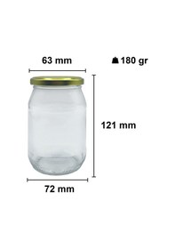 Resim Afracam 370 ML Siyah Metal Kapaklı Şeffaf Cam Kavanoz 8 Adet 
