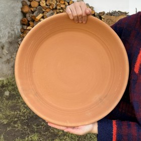 Resim AdenArt El Yapımı Toprak Çiğ Köfte Tepsisi-Güveci-Tavası Büyük Boy 43 cm 
