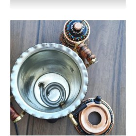 Resim Adya Market Erzincan El Işleme Gül Çiçek Desen Elektrikli Bakır Semaver Tek Demlik 