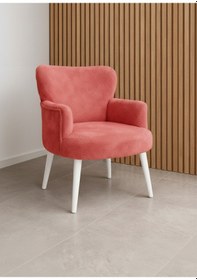 Resim Waterybrook Modern Welsoft Berjer Koltuk Demonte Beyaz Ahşap Ayak 12 Renk Seçeneği Gülkurusu 