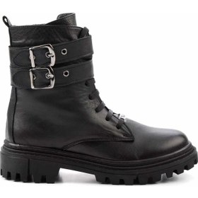 Resim Siyah Hakiki Deri Kadın Bot & Bootie K02178001303 Siyah 