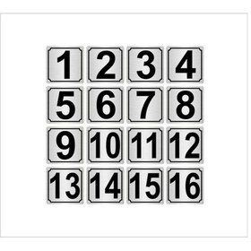 Resim Metal Kapı,masa,dolap Numarası 15cmx15cm 16 Adet Gümüş Renk Metal 