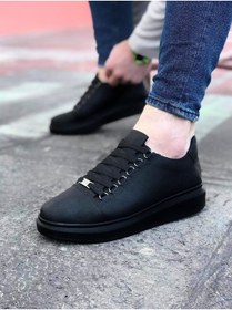 Resim WG Fashion Mp08 St Bağcıklı Ortopedik Yüksek/kalın Taban Erkek Sneaker Siyah 