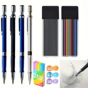 Resim 2.0 Mekanik Kalem Seti ile Kalemtıraş 2.0mm 2B Kurşun Dolum Yazı Sanat Eskiz Boyama ve Otomatik Kalemler Ofis Kırtasiye Malzemeleri (3 Kalem+2 Kutu Kurşun+1 Silgi+1 Kalemtıraş) 
