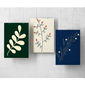 Resim 3'lü Çerçevesiz Poster Bitki Temalı Poster Seti Dijital Baskı Poster,ev, Ofis, Salon Dekorasyon 