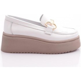 Resim Mammamia D24ya-3055 Kadın Deri Loafer Ayakkabı D24YA-3055-R7263 Beyaz 
