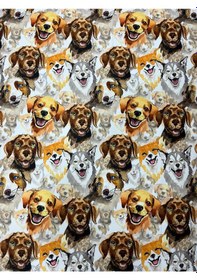 Resim Hayvan Desenli Köpek Desenli Dijital Baskı Döşemelik Kumaş 