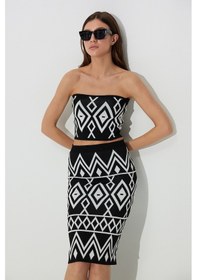 Resim Sherin Siyah Ekru Geometrik Desenli Büstiyer SS23CT4658Sİ-SİYAH Siyah 