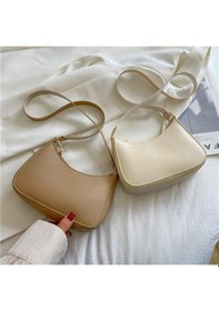 Resim 2022 Yeni Kadın Moda Çanta Retro Düz Renk Pu Deri Omuz Koltuk Altı Çantası Rahat Kadın Hobos Çanta 