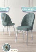 Resim Canisa Ritim Serisi, Beyaz Gürgen Ayaklı, 1.sınıf Babyface Kumaş Su Yeşili Sandalye Gold Halkalı, 1 Adet 