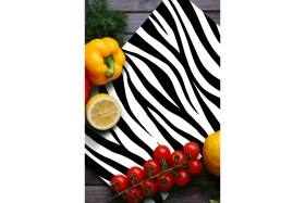 Resim Feyza Design Zebra Desenli Cam Kesme ve Sunum Tablası 30X40 Cm, Şık Mutfak Aksesuarı 