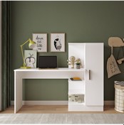 Resim Robinhome Robin Home Arthur Kitaplıklı Çalışma Masası Beyaz Robinhome