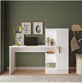 Resim Robinhome Robin Home Arthur Kitaplıklı Çalışma Masası Beyaz 
