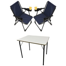 Resim Silva 2 Adet Kamp Sandalyesi Bardaklıklı Lüks Lacivert + MDF Masa Lacivert 