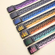 Resim Alev detaylı Harajuku Hip Hop Kore trendi Unisex Kanvas Bel Askısı, Basit Tarz, Gri Toka, Ortalama Boy, Demir Toka 