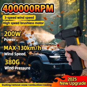 Resim HIPAPPY Taşınabilir Turbo Jet Fan Hava Üfleyici - 400.000 RPM Yüksek Hızlı Elektrikli Hava Süpürgesi, 380g İtme Gücü, 3 Hız Ayarlı, 10000mAh USB-C Hızlı Şarj & Fırçasız Motor ile Kar Temizliği, Soğutma, Barbekü, Kamp İçin - Kompakt ve Hafif Tasarım, Harika Babalar Günü Hediyesi, Turbo Jet Üfleyici, Dış Mekan Temizlik Aracı, Ergonomik Tutuş, Güçlü Rüzgar, Araba Sahipleri İçin 