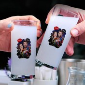 Resim Süper Kahramanların Aşkı Karikatürlü İkili Rakı Bardağı Seti 