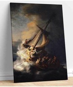 Resim StellaStore Celile Denizi'nde Fırtına, Rembrandt Kanvas Tablo, 70 x 100 