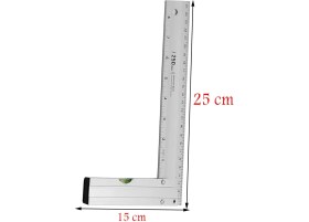 Resim Badem10 Alüminyum L Gönye Su Terazili Cetvel Kaynak Kaynakçı Marangoz Gönyesi 250 mm 