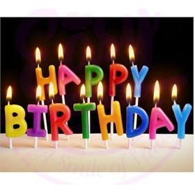 Resim Rengarenk Happy Birthday Yazılabilen Doğum Günü Mumu 