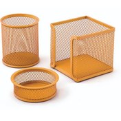 Resim Mas Masa Seti Ataşlık-Kağıtlık-Kalemlik 3 LÜ Metal Perforeli Oranj 505 