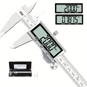 Resim Digital kaliper, paslanmaz çelik ölçüm aleti, büyük LCD ekranlı elektronik mikrometre kaliper, otomatik kapanma fonksiyonu, inç ve milimetre dönüşümü (6 inç/150mm) 
