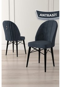 Resim Canisa Ritim Serisi 1 Adet Antrasit Sandalye 1.sınıf Babyface Ithal Kumaş Siyah Gürgen Ayak Gümüş Halkalı Sandalye Antrasit Ayakları Siyah 