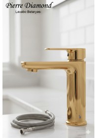 Resim 5512-1 Lavabo Bataryası Sabit Banyo Lavabosu Musluğu Musluk Armatür Beyaz Siyah Gold Krom Renkler Gold 