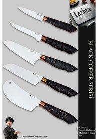 Resim Black Copper Serisi Mutfak Bıçak Et Sebze 5 Li Şef Bıçağı Mft-568 Siyah 