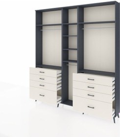 Resim Arges Dolap 8 Raflı 8 Çekmeceli 3 Askılı 220x30x243 Antrasit-antrasit/aytaşı Antrasıt/aytası 
