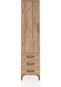 Resim Arges Dolap Tek Raflı 3 Çekmeceli Tek Askılı 44x30x182 Çam-çam Çam 