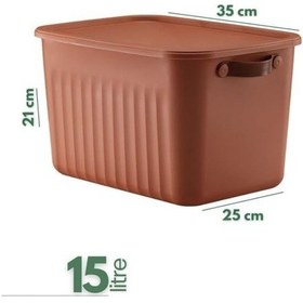 Resim 3 Adet Modern Kapaklı Saklama Kutusu Seti -15 Litre Turuncu -taşınabilir Kulplu, Dolap İçi Düzenleyici, Çok Amaçlı Organizer Kutu, Oyuncak & Kıyafet Kutusu 