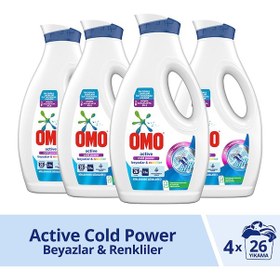Resim Omo Active Cold Power Beyazlar ve Renkliler Sıvı Çamaşır Deterjanı 4 x 1690 ML 