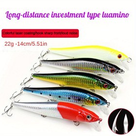 Resim 1 adet 14cm/22g Uzun Döküm Minnow Yem, Balıkçılıkta Deniz Levreği Yemi, İçinde Top Bulunan Sert Yem, Keskin saç tokası ile 