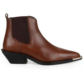 Resim Kahverengi Deri Lastikli Kadın Kovboy Botu Kyoto 