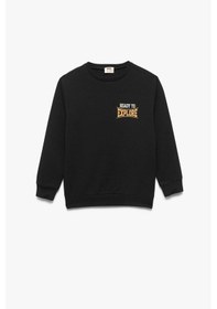 Resim Koton Erkek Çocuk Baskılı Uzun Kollu Bisiklet Yaka Sweatshirt Siyah 