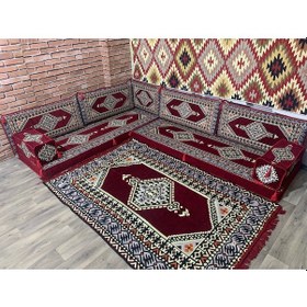 Resim Coton Şark Köşesi Minderi Saraylı Desenli Bordo Konsept 10 Parça 