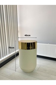 Resim evdeniste Dekoratif Gold Darbuka Beyaz Sehpa 70cm 