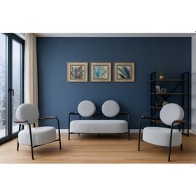 Resim Venüs Modern Koltuk Takımı Buklet Kumaş Ofis Ve Ev Kullanımı Kırçıllı Beyaz Kırçıllı Beyaz 