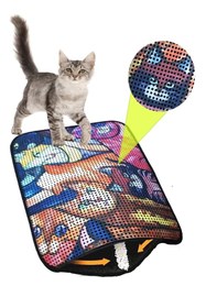 Resim Hype Store Elekli Desenli Kedi Tuvalet Önü Paspası 60 x 45 cm Kedi Suratlar 
